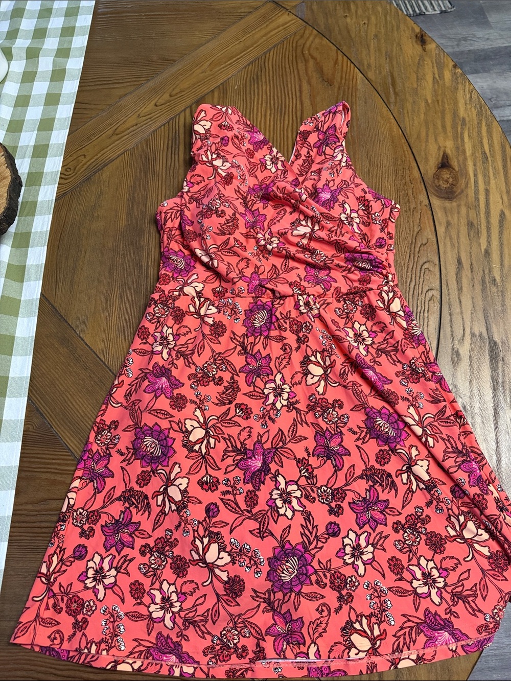 Lands' End Coral Pink Floral One-Piece Swimdress